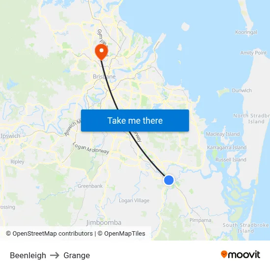 Beenleigh to Grange map