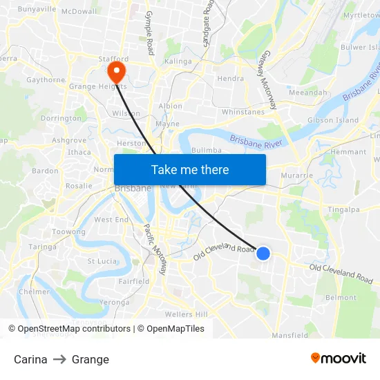 Carina to Grange map