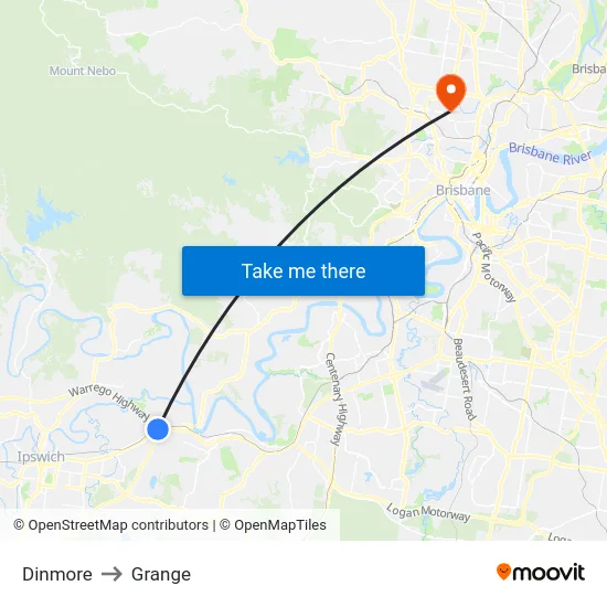 Dinmore to Grange map