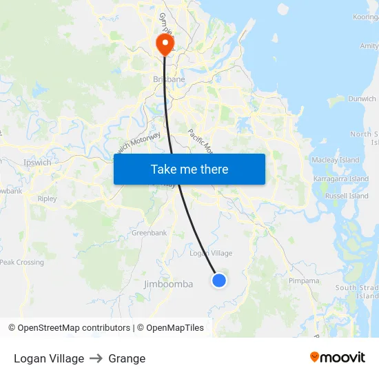 Logan Village to Grange map
