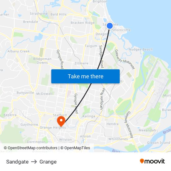 Sandgate to Grange map