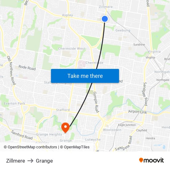 Zillmere to Grange map