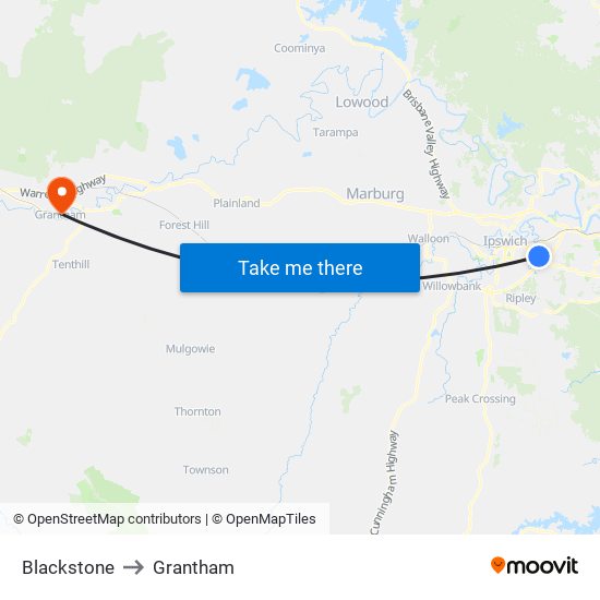 Blackstone to Grantham map