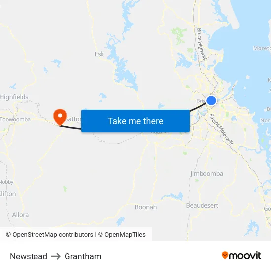 Newstead to Grantham map
