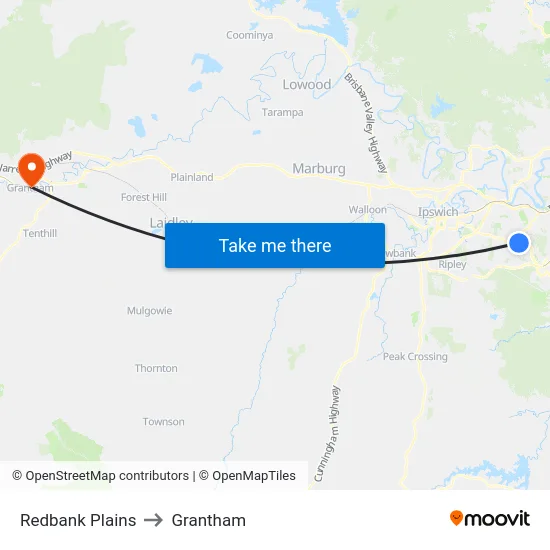 Redbank Plains to Grantham map