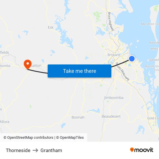 Thorneside to Grantham map