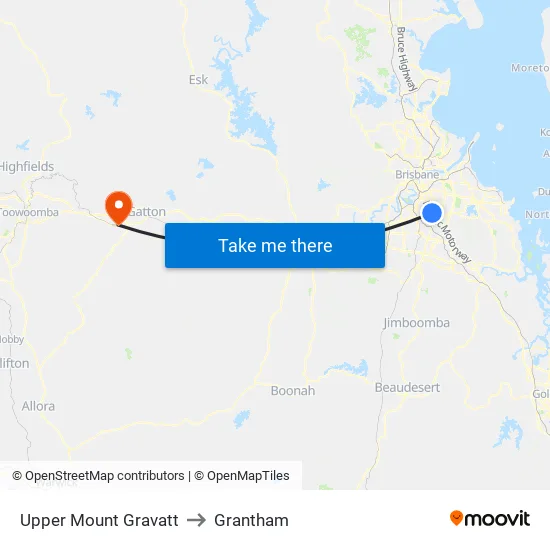 Upper Mount Gravatt to Grantham map