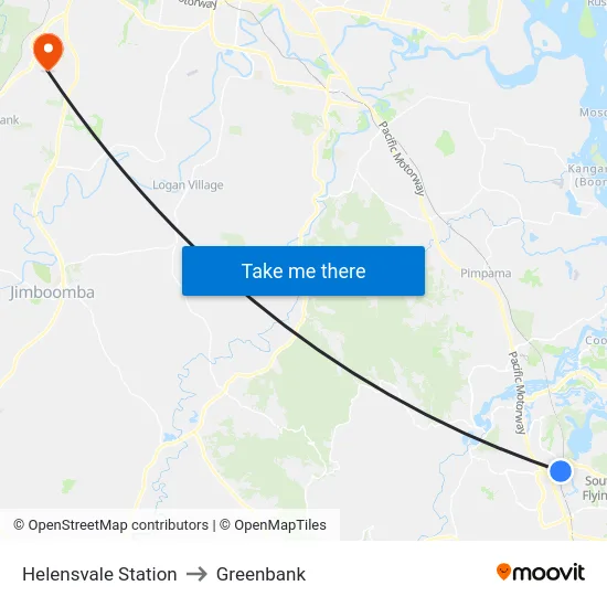 Helensvale Station to Greenbank map