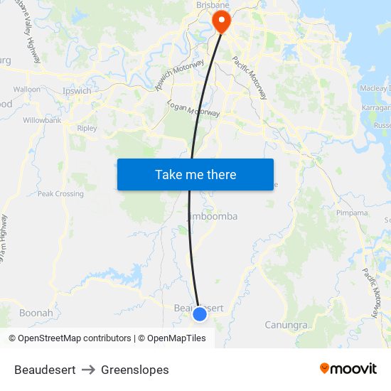 Beaudesert to Greenslopes map