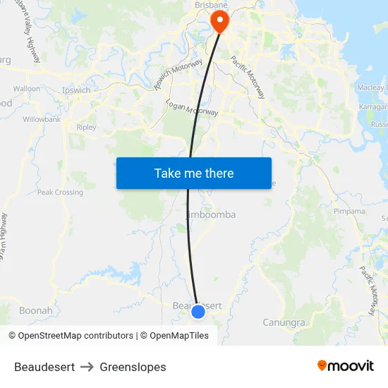 Beaudesert to Greenslopes map
