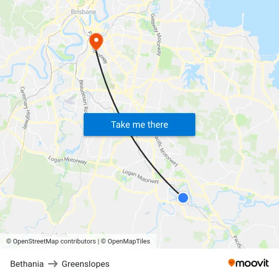 Bethania to Greenslopes map