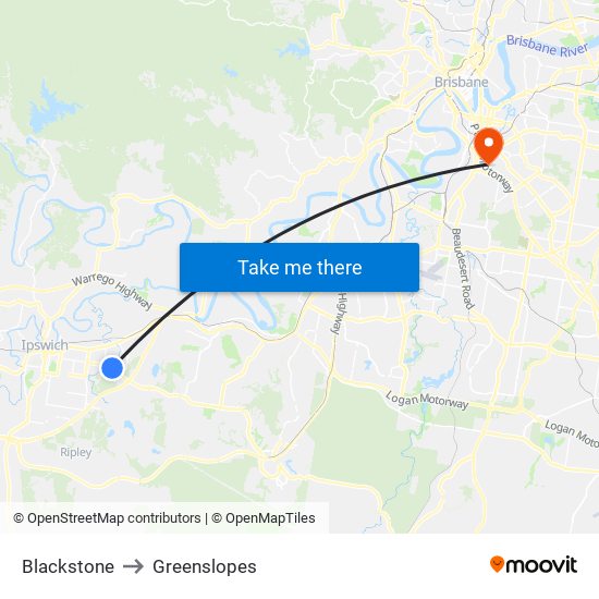 Blackstone to Greenslopes map