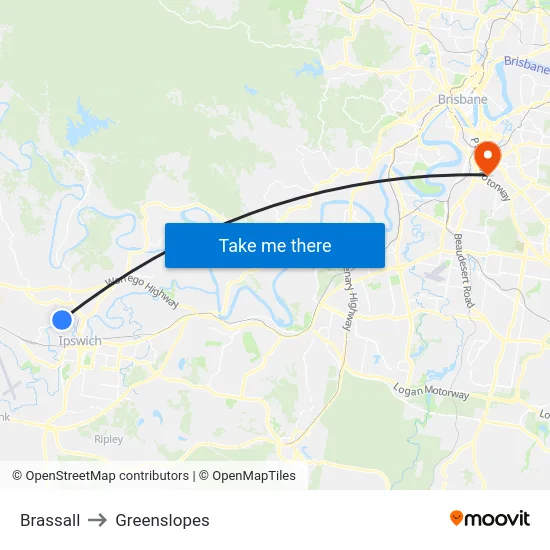 Brassall to Greenslopes map