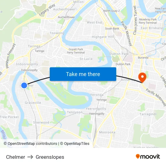 Chelmer to Greenslopes map