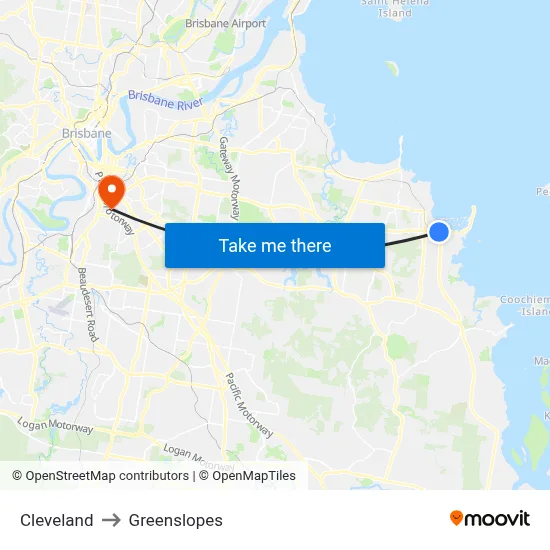 Cleveland to Greenslopes map