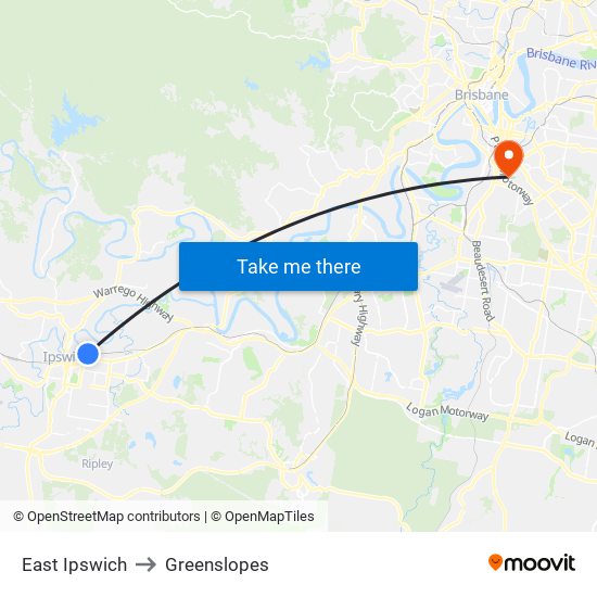 East Ipswich to Greenslopes map