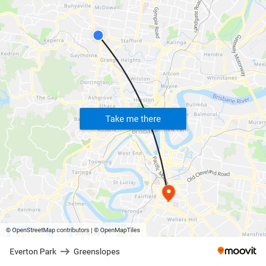 Everton Park to Greenslopes map