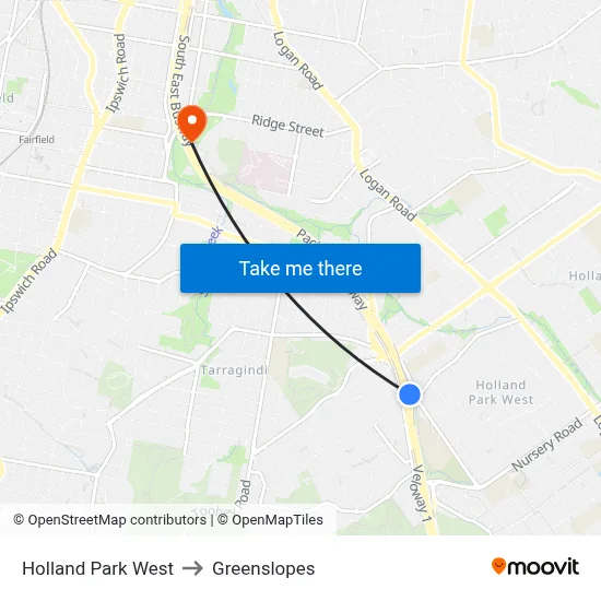 Holland Park West to Greenslopes map