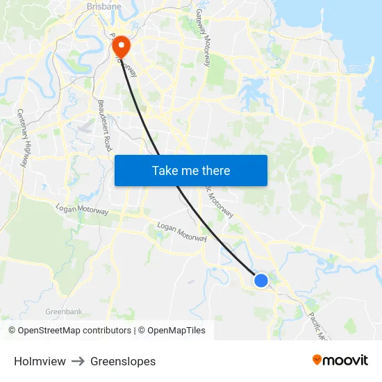 Holmview to Greenslopes map