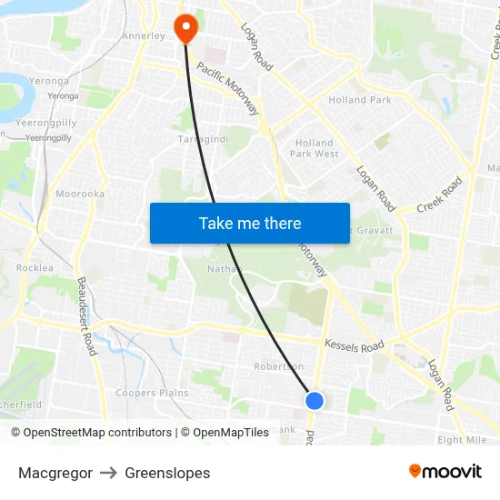 Macgregor to Greenslopes map