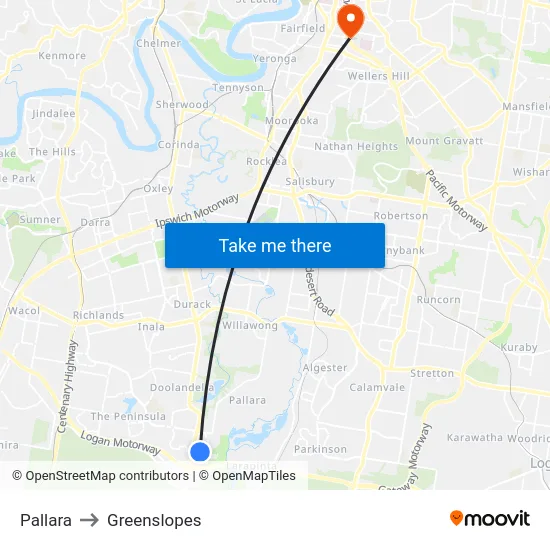 Pallara to Greenslopes map