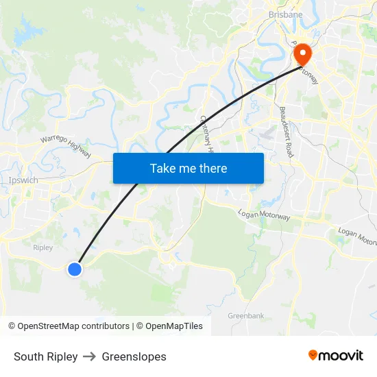 South Ripley to Greenslopes map