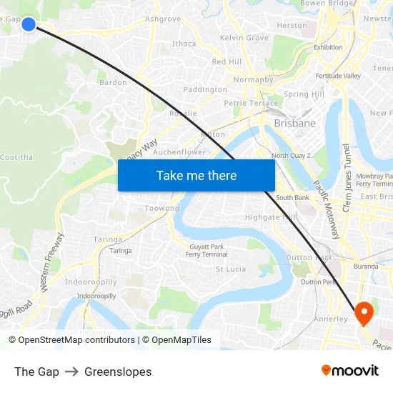 The Gap to Greenslopes map
