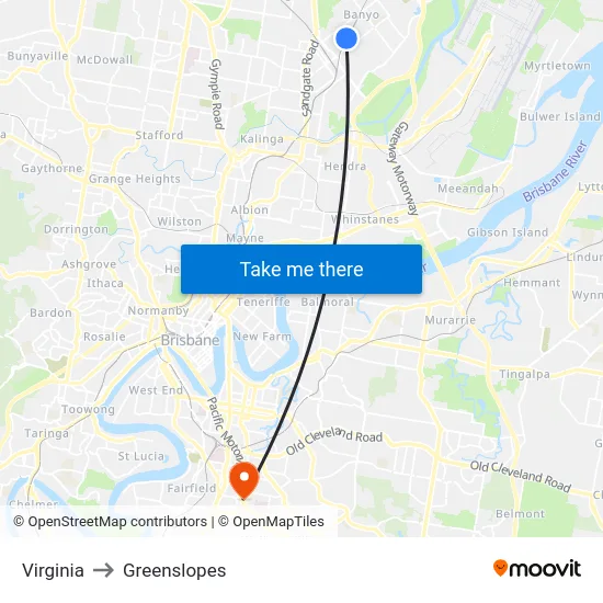 Virginia to Greenslopes map