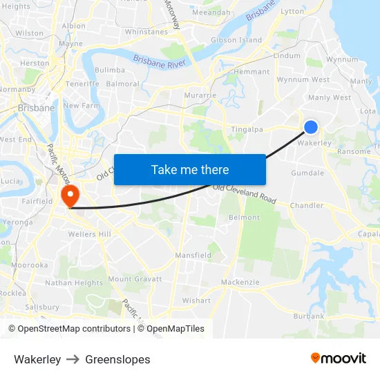 Wakerley to Greenslopes map