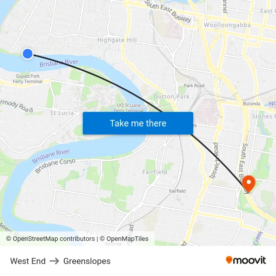 West End to Greenslopes map