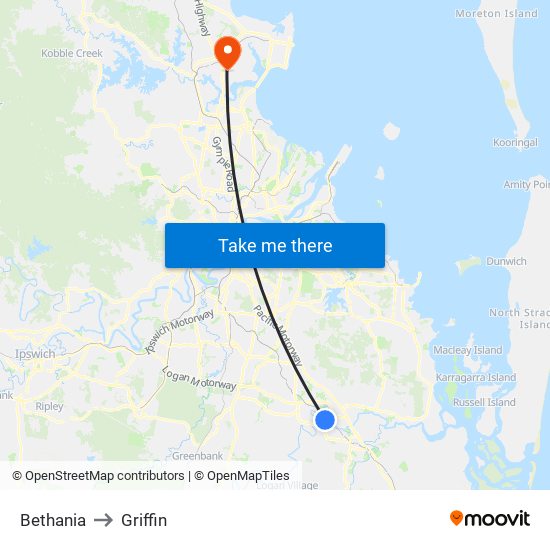 Bethania to Griffin map