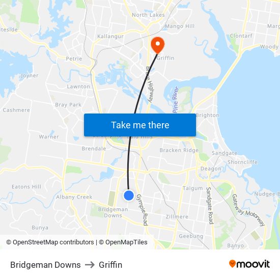 Bridgeman Downs to Griffin map