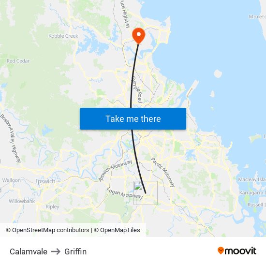 Calamvale to Griffin map