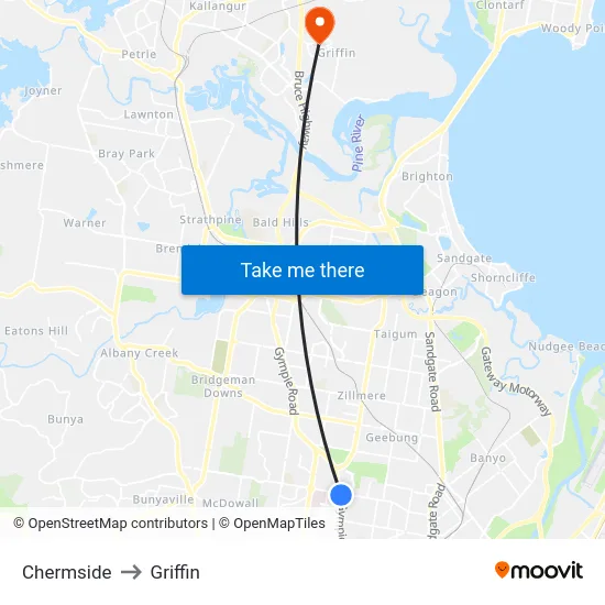 Chermside to Griffin map