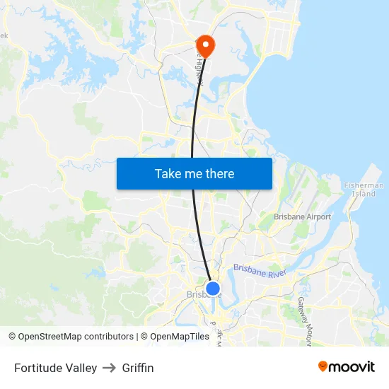 Fortitude Valley to Griffin map