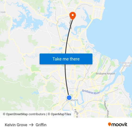 Kelvin Grove to Griffin map