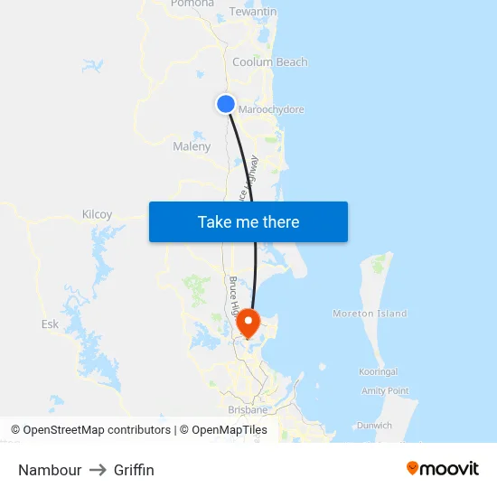 Nambour to Griffin map