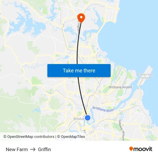 New Farm to Griffin map
