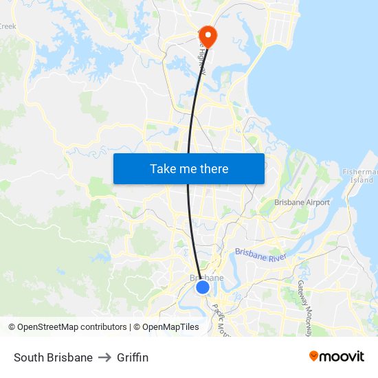 South Brisbane to Griffin map