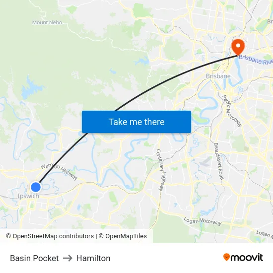 Basin Pocket to Hamilton map