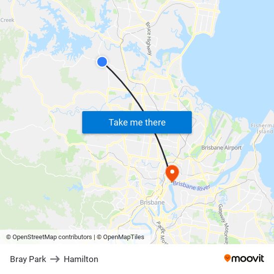 Bray Park to Hamilton map