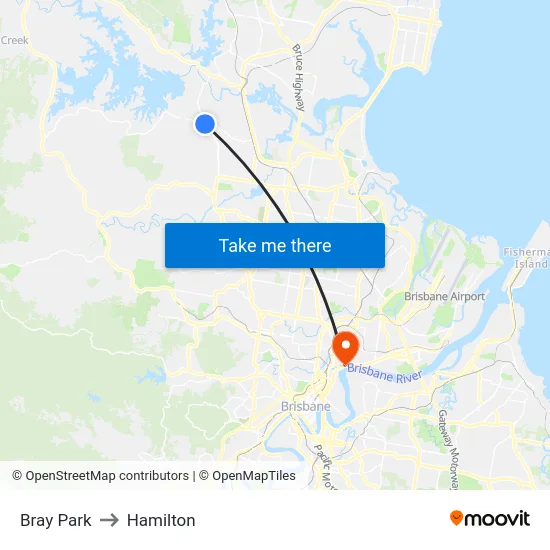 Bray Park to Hamilton map