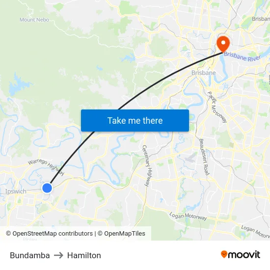 Bundamba to Hamilton map