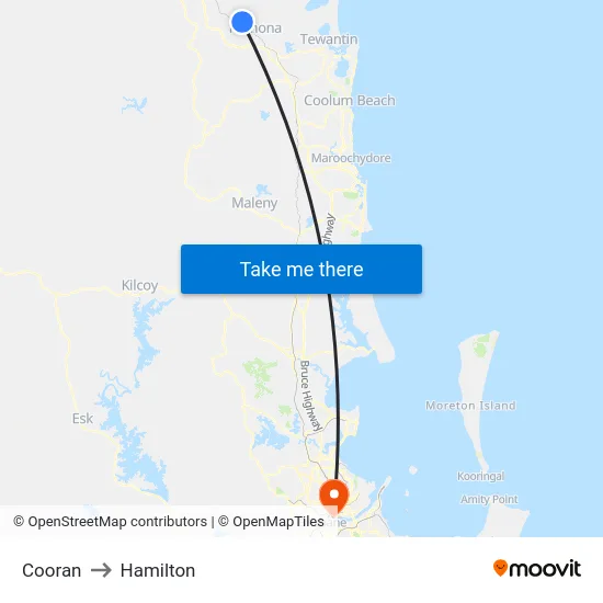 Cooran to Hamilton map
