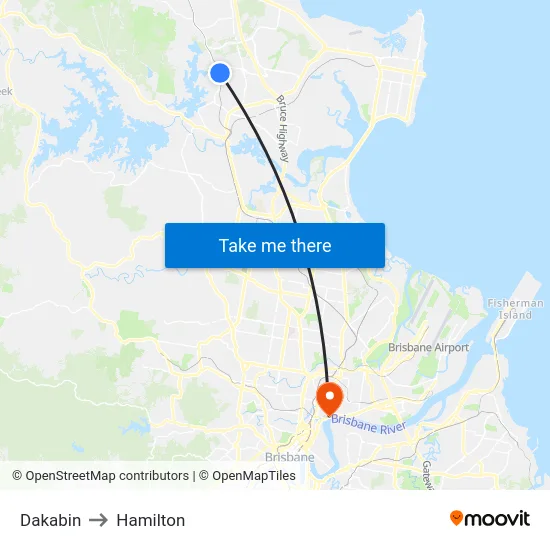 Dakabin to Hamilton map