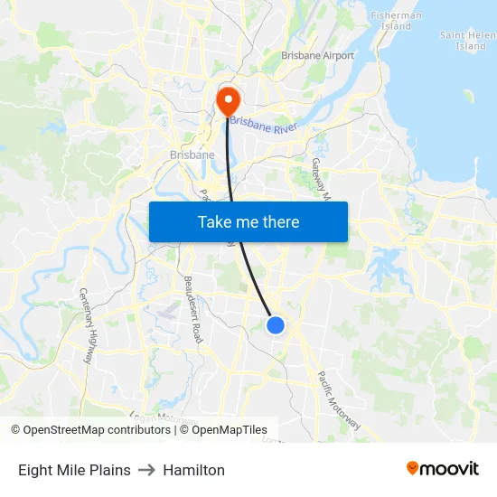 Eight Mile Plains to Hamilton map