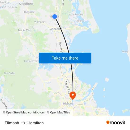 Elimbah to Hamilton map