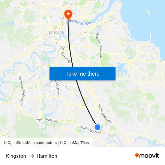 Kingston to Hamilton map
