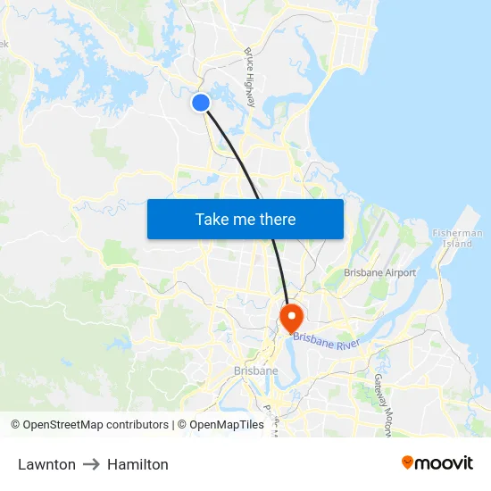 Lawnton to Hamilton map
