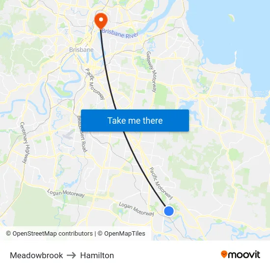 Meadowbrook to Hamilton map